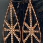 Pink Linen Rose Gold Rhinestone Dangly Earrings With NEW Perfect For Short Hair