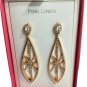 Pink Linen Rose Gold Rhinestone Dangly Earrings With NEW Perfect For Short Hair