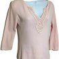 JAC Joseph A Sweater Size Small Pink Lace Neck Line Women  3/4 Sleeve Flaws