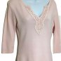 JAC Joseph A Sweater Size Small Pink Lace Neck Line Women  3/4 Sleeve Flaws