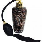 Vintage Modernist Perfume Bottle Black And Gold With Pump Used With Flaws