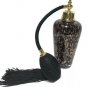 Vintage Modernist Perfume Bottle Black And Gold With Pump Used With Flaws