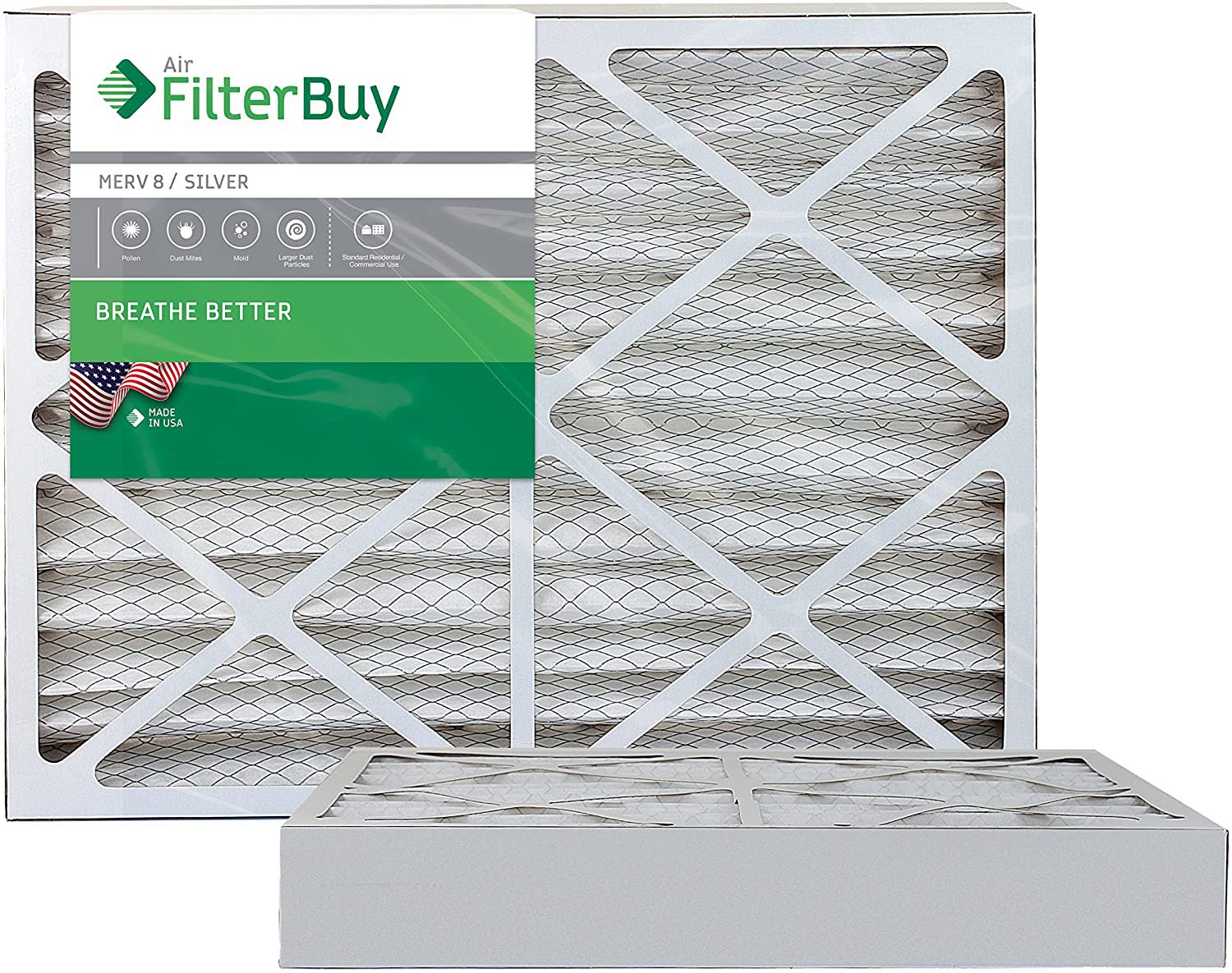 AC Air Cleaner Purifier Filter MERV 8 Pleated Furnace 2 pack 20x25x4 USA Made