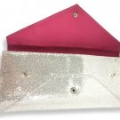 Victoria Secret Purse Hand Bag Party Clutch Silver Sequins Makeup Envelope Style