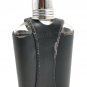 Vintage RUMPP Silver Top Cup Cowhide Leather Covered Clear Glass Whiskey Flask