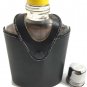 Vintage RUMPP Silver Top Cup Cowhide Leather Covered Clear Glass Whiskey Flask
