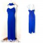 Vintage Flesta Women Solid Blue Maxi Cocktail Party Prom Slip On Scarf Sz Large