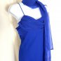 Vintage Flesta Women Solid Blue Maxi Cocktail Party Prom Slip On Scarf Sz Large