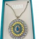 sarina elegant necklace pendant rhinestone aqua clear silver New