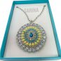 sarina elegant necklace pendant rhinestone aqua clear silver New
