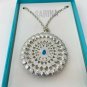 sarina elegant necklace pendant rhinestone aqua clear silver New