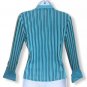 Yesbon Women Stripe Aqua Blouse Work Office Casual Size S- M Some Flaws