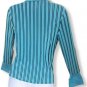 Yesbon Women Stripe Aqua Blouse Work Office Casual Size S- M Some Flaws