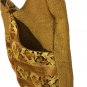 Vintage Handbag Shoulder Bag Woven Jute with Fabric 70&acirc;��s Hippie&acirc;��s Look Mustard