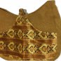 Vintage Handbag Shoulder Bag Woven Jute with Fabric 70&acirc;��s Hippie&acirc;��s Look Mustard