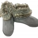 Old Navy Boots Girls Kids Children Sz 8.5 Color Gray Faux Fur Winter 21inc Long