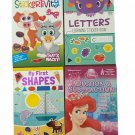 Pre-School Activities Sticker CoLoring Books Numbers, Words, Letters, All 4pcs