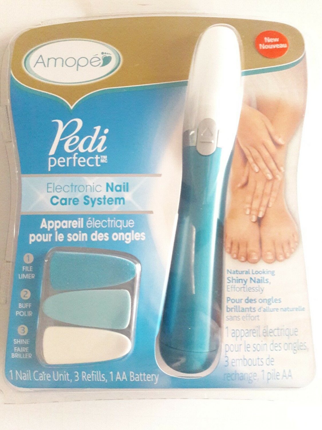 Manicure Pedicure AMOPE Pedi Kit Nail Care Filing U 3 Refills & Battery NIP