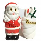 Vintage Santa & Christmas Gift Packages Bag Salt and Pepper Shakers Japanese