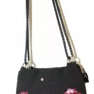 Dolce Vita Black Genuine Crochet Crossbody Bag Snap Closure Hats Deco Vintage