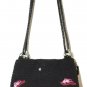 Dolce Vita Black Genuine Crochet Crossbody Bag Snap Closure Hats Deco Vintage