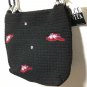 Dolce Vita Black Genuine Crochet Crossbody Bag Snap Closure Hats Deco Vintage