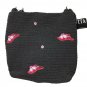 Dolce Vita Black Genuine Crochet Crossbody Bag Snap Closure Hats Deco Vintage