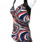 Women American Flag Colors Backless V Neck Waist Straps Bust Stretch July 4 SzM