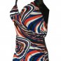Women American Flag Colors Backless V Neck Waist Straps Bust Stretch July 4 SzM
