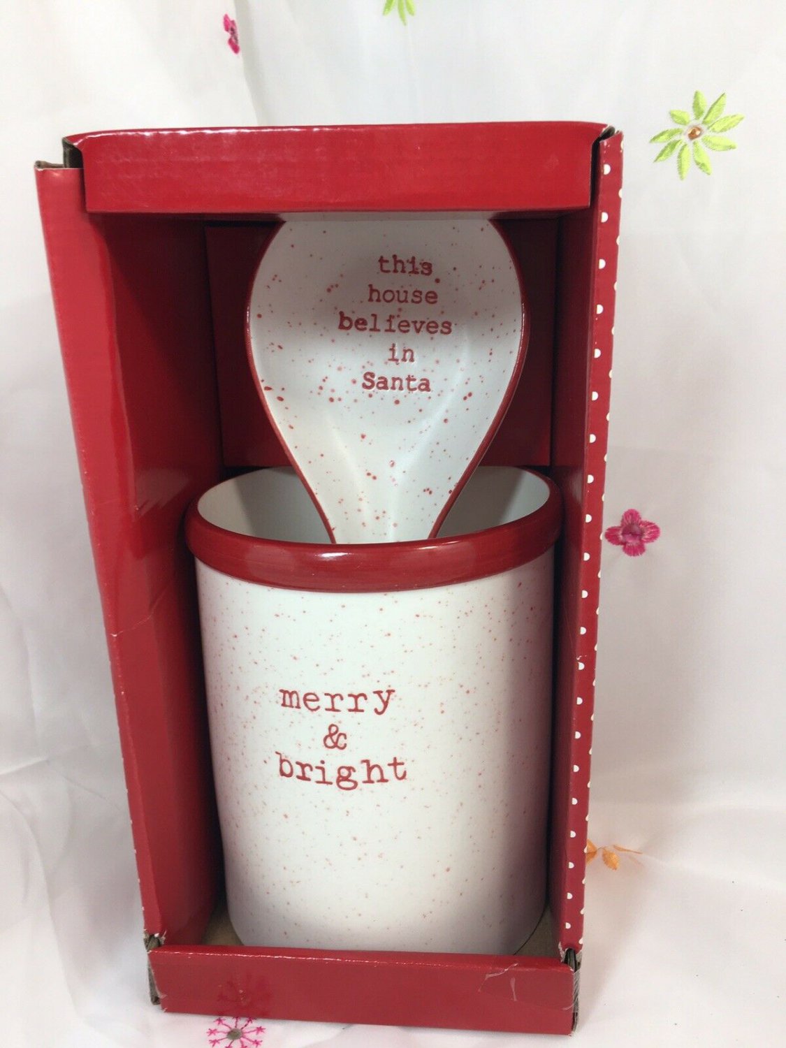 PepperMint Christmas Spoon  Kitchen Utensil Holder Container Rest Accessories