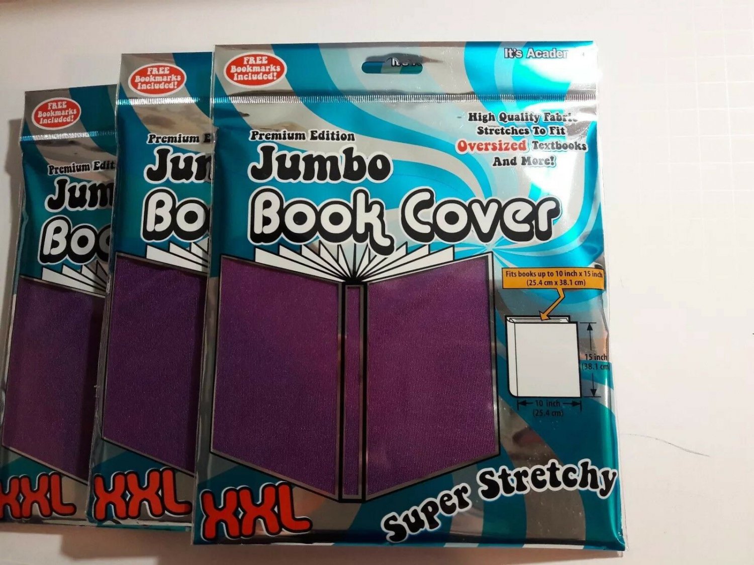 New Purple Academic Premium Edition Super Stretch Jumbo Book Cover Lot Of 3