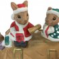 Porcelain Christmas Card Holder Mail Bag with Mice Figurine # 19661