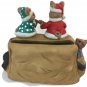 Porcelain Christmas Card Holder Mail Bag with Mice Figurine # 19661