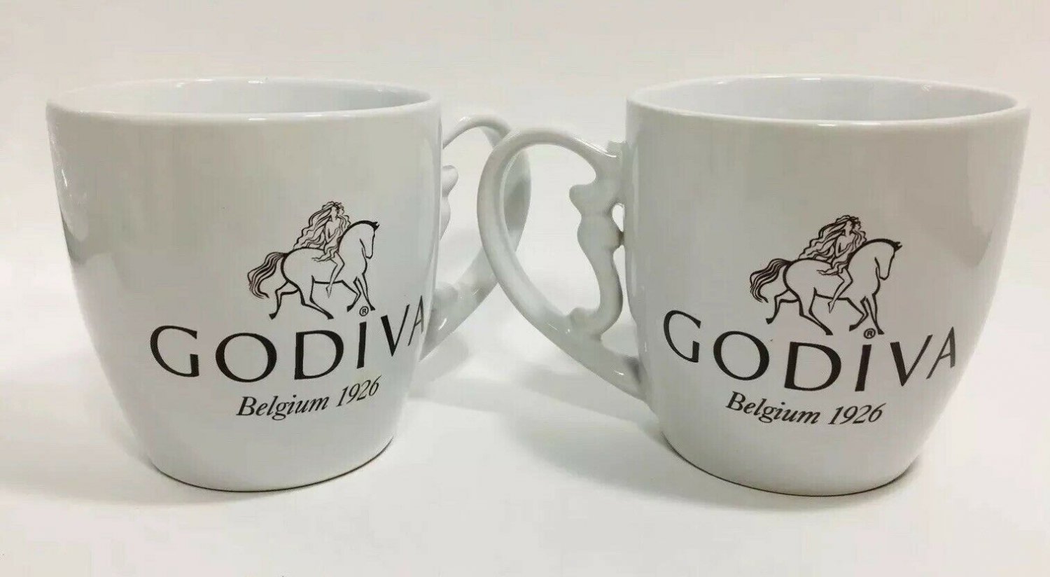 Godiva Belgium 1926 Coffee Mug Tea Cup Large 24 oz Pair Pre Owned