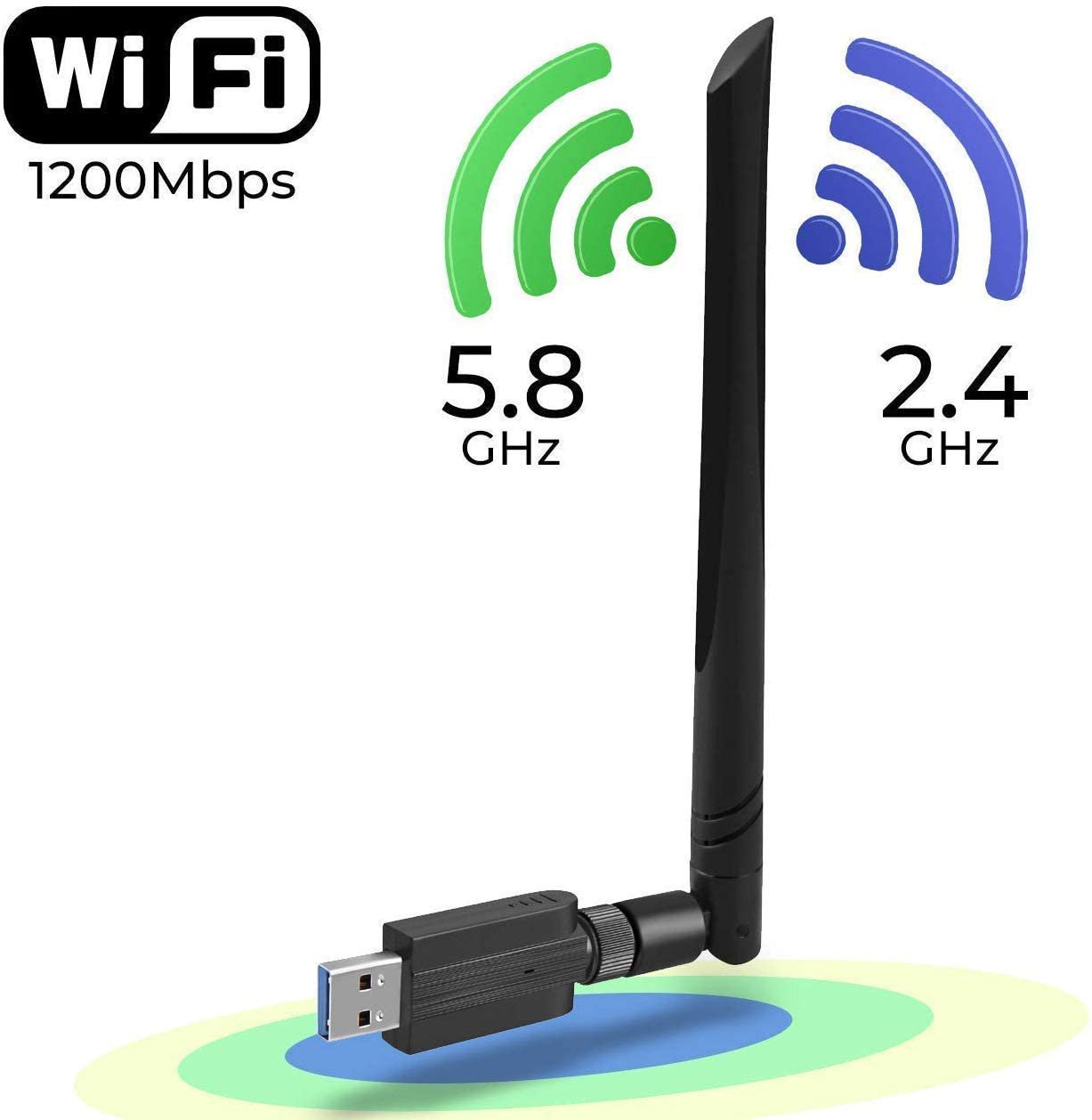 USB WiFi PC Computer Laptop Adapter Antenna 1200Mbps 2.4G/5G 802.11ac USB 3.0