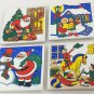 Vtg CHRISTMAS Kitchen Deco Ceramic Tile Coasters TRIVETS TREE Santa NEW 4 pcs
