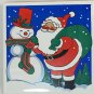 Vtg CHRISTMAS Kitchen Deco Ceramic Tile Coasters TRIVETS TREE Santa NEW 4 pcs