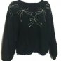 Women&acirc;��s Shenanigans Christmas Black Vintage Ribbon Sequin Rabbit Hair Sweater L