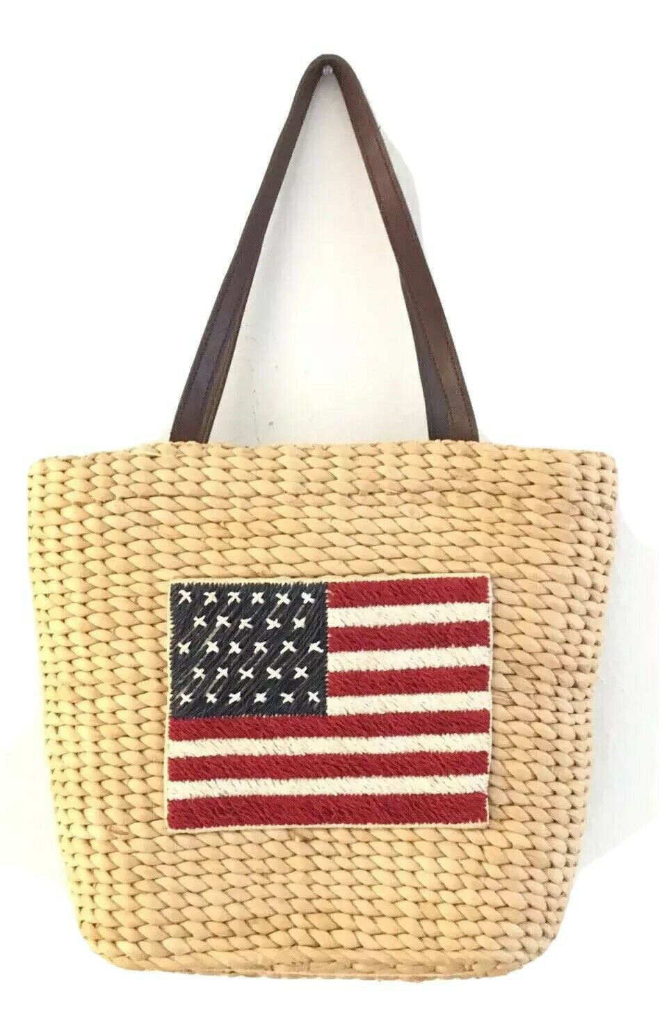 Straw Tote Bag Bath and Body Works  Purse Summer Beach Park Tan Hand Bag Vintage