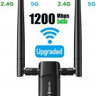 Wireless USB WiFi PC Adapter  802.11AC 1200Mbps Dual 5Dbi Antennas 5G/2.4G