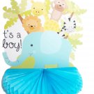 Boy Blue Baby Shower Animal Print Elephant Table Top Centerpiece Deco 2x $9.99