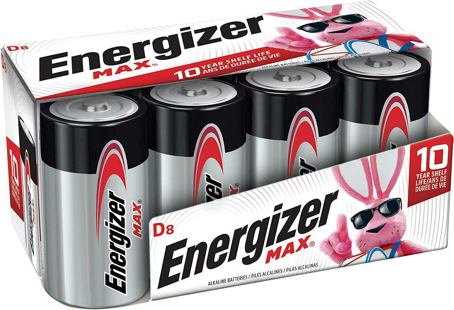 Energizer Max D Batteries, Premium Alkaline D Cell Batteries (8 Battery Count) -