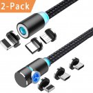 Magnetic Straight Cable  Phone Charging Cable  3 in 1 Cable 2 Pack,6.6 ft