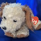 TY TYSILK Classic DINGER Plush Dog Puppy Fuzzy Shaggy Brown Cream Stuffed Animal