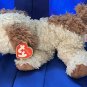 TY TYSILK Classic DINGER Plush Dog Puppy Fuzzy Shaggy Brown Cream Stuffed Animal