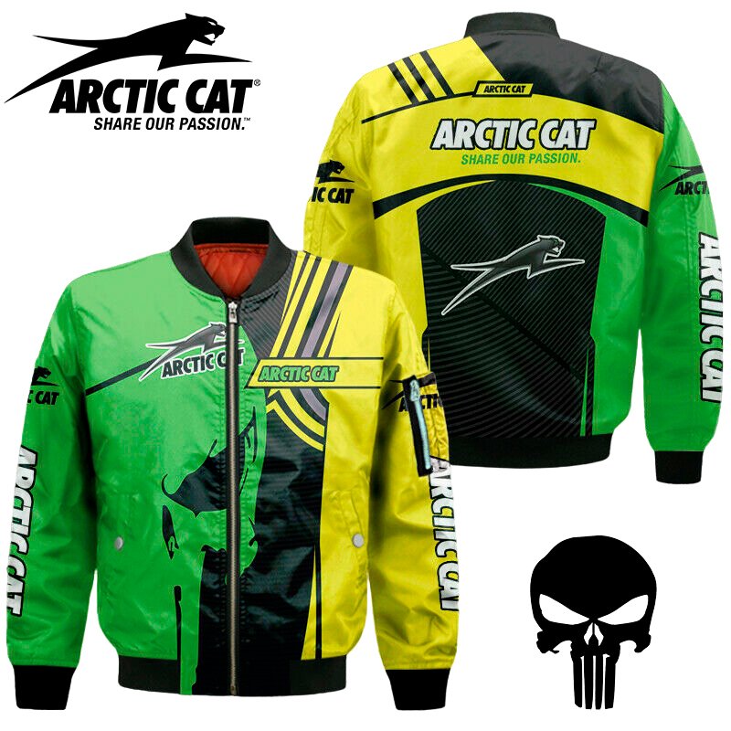 Arctic Cat Green Skull Bomber Jacket