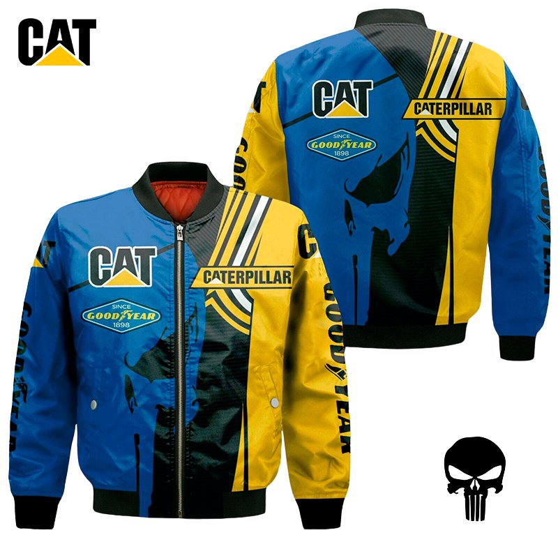 Caterpillar Blue Skull Bomber Jacket