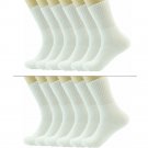 9 Pairs Mens White Solid Sports Athletic Work Crew Long Cotton Socks Size 10-13