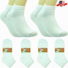 6 Pairs White Women Cotton School Casual Ankle Low Cut Socks Size 9-11