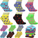 6 Pairs HEART Women Fashion Cotton Casual Ankle Low Cut Socks Size 9-11